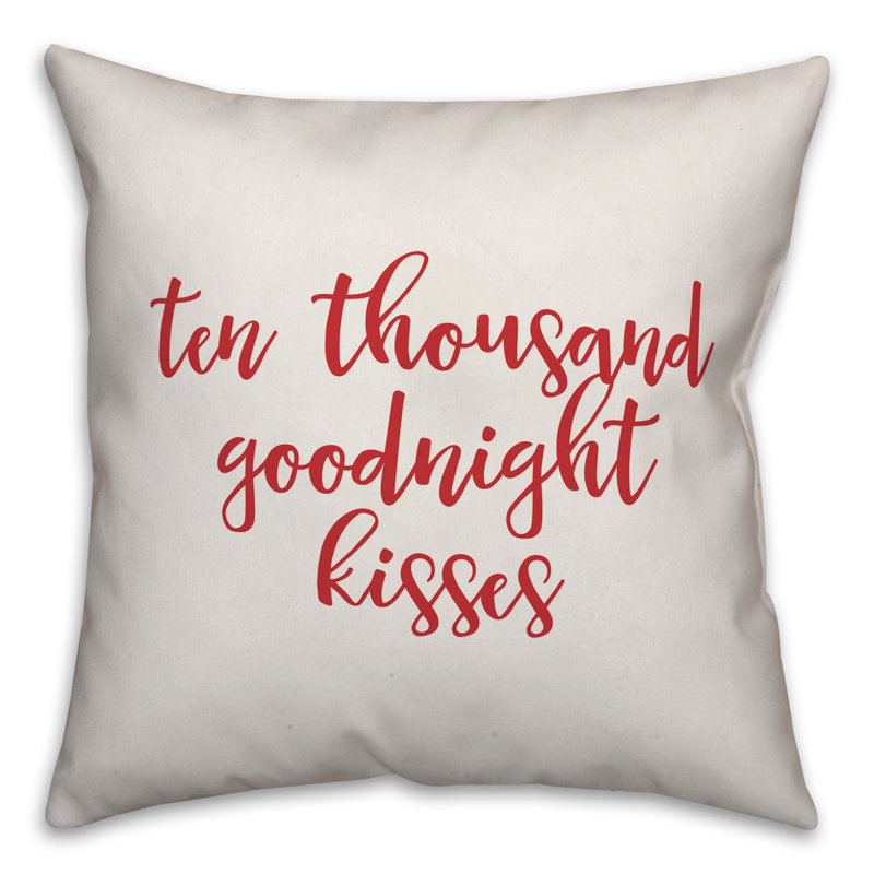  Coussin Ten Thousand Goodnight Kisses, Coussin décoratif, Blanc / rouge