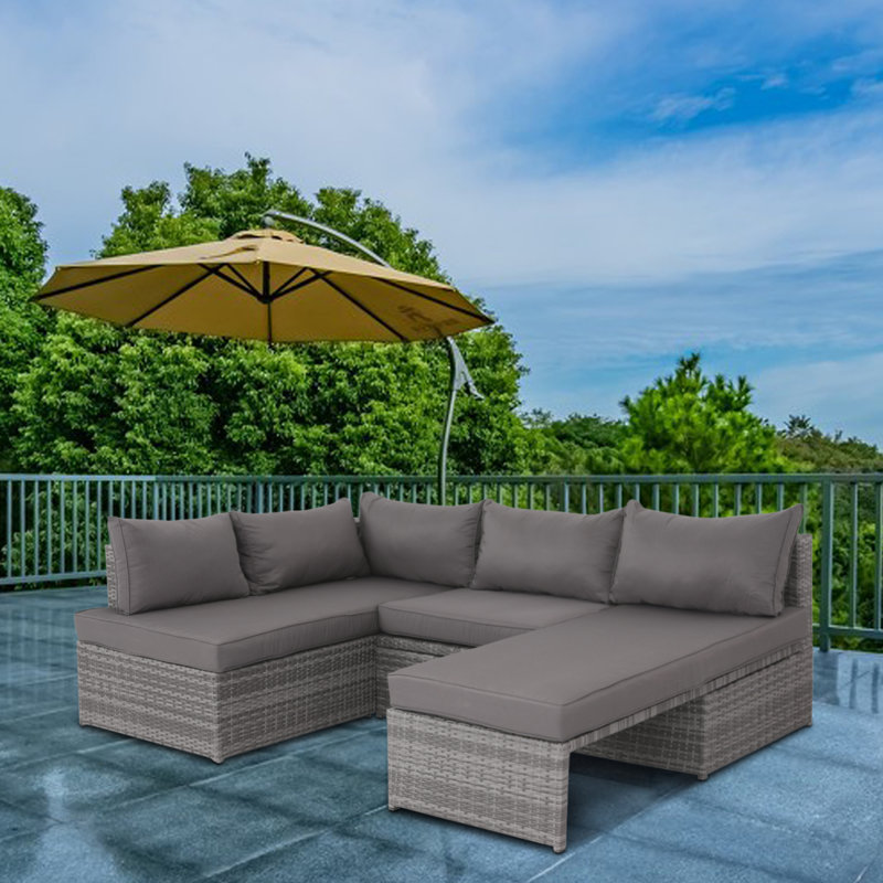 Comfortable Relaxation Pe Rattan Steel Frame Modern Patio Sofa For Outdoor Spaces