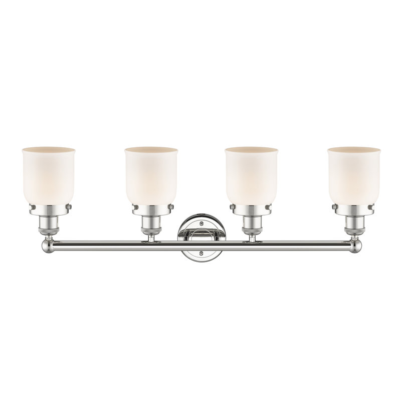 Éclairage pour meuble-lavabo à 4 lumières à intensité variable Asheton, Blanc mat, Nickel poli