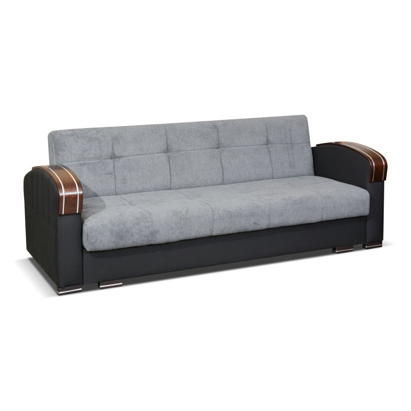 Meriwether Upholstered 90'' Sleeper Sofa, Gray