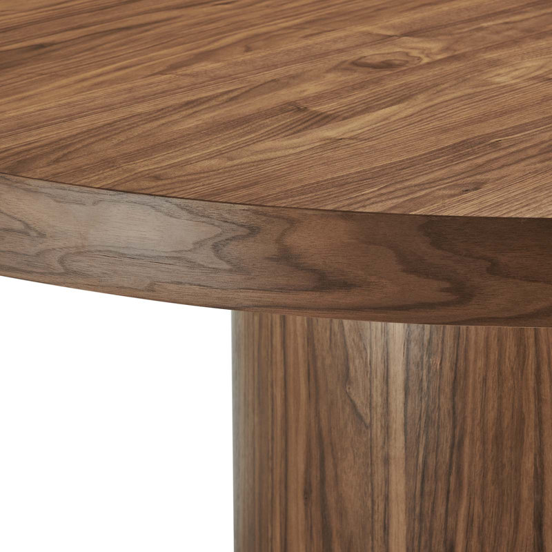 Modern Walnut 60" Round Wood Grain Dining Table for Six
