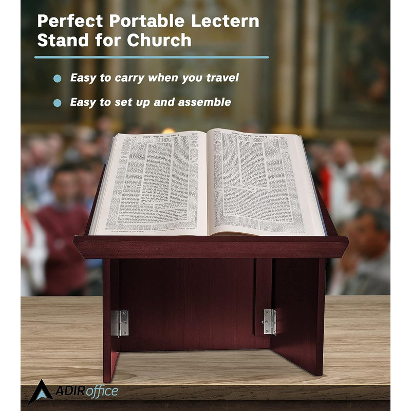 Mahogany Foldable Tabletop Presentation Lectern with Storage