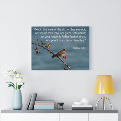 Behold The Fowls Matthew 6:26 Christian Wall Art Bible Verse Print Ready to Hang