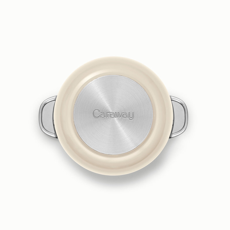Caraway Nonstick Ceramic Petite Cooker W/ Lid, 2 quarts, Cream