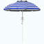 Outsunny 5.7' Portable Beach Umbrella With Tilt, Adjustable Height, 2 Cup Holders & Hooks, UV 40+ Ruffled Outdoor Umbrella With Vented Canopy, Blue-641033660