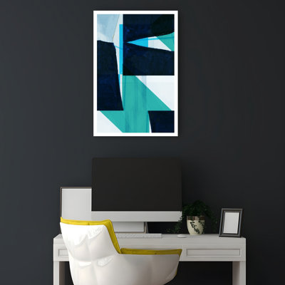 Impression d'art mural abstrait géométrique bleu profond