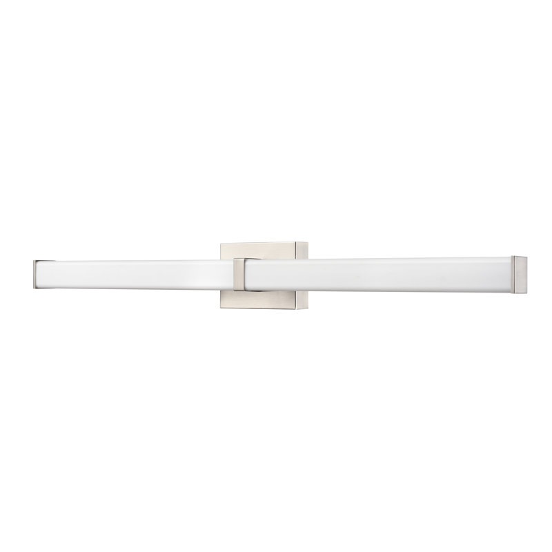 Tron 4.3 Inch Tall  Intregrated LED Bathroom Vanity Light with White Shade, Brushed Nickel