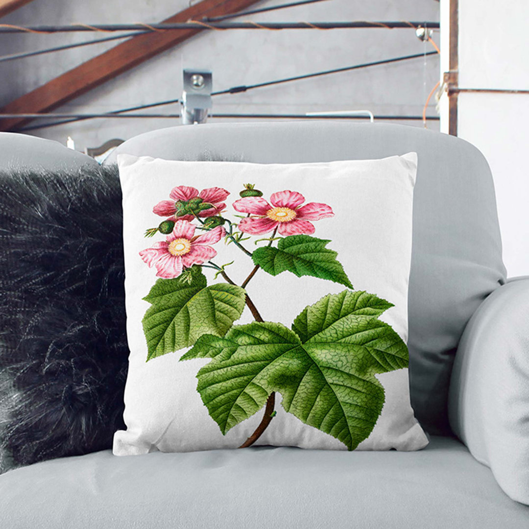 Blooming Raspberry Bush by Pierre-Joseph Redoute Cushion with Filling
