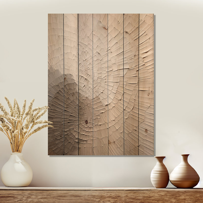 Minimaliste gracieux, art discret beige - Art minimaliste sur bois de pin naturel, H 20 po x l 10 po