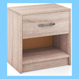 Rustic Wood Nightstand With Drawer And Open Shelf, Farmhouse Bedside Table Light Oak