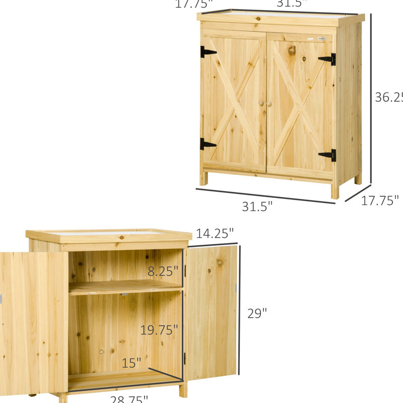 Caisse de rangement extérieure avec couvercle galvanisé. 2 tablettes pour les outils de jardinage. Apparence naturelle, rouille - boîte d'équipement de piscine. Dessus et tablettes. Style de bois, imperméable, prêt