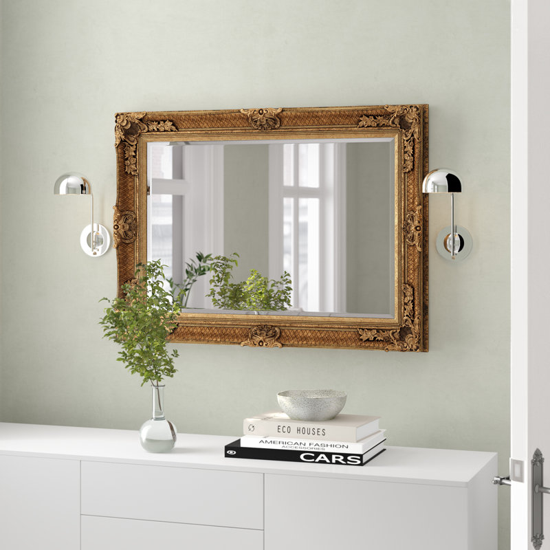 Lindsay Wood Flat Wall Mirror, Gold