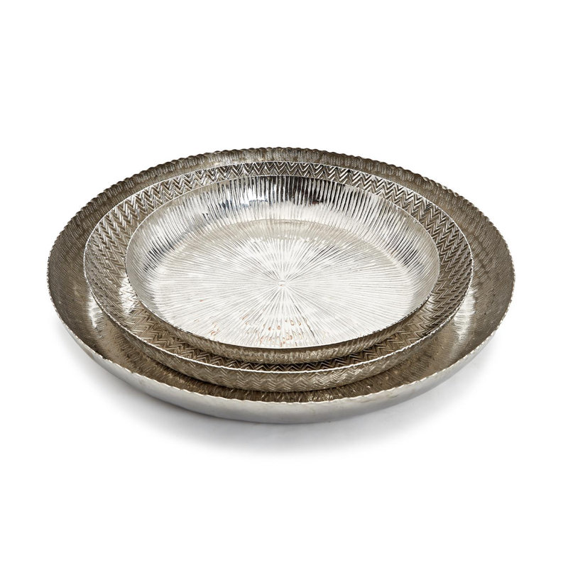Set Of 3 Hammered Tray