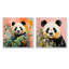 Ensemble de salon 2 pièces Panda blanc et rose en fleurs I - Panda Wall Art-1126367363-1126367364