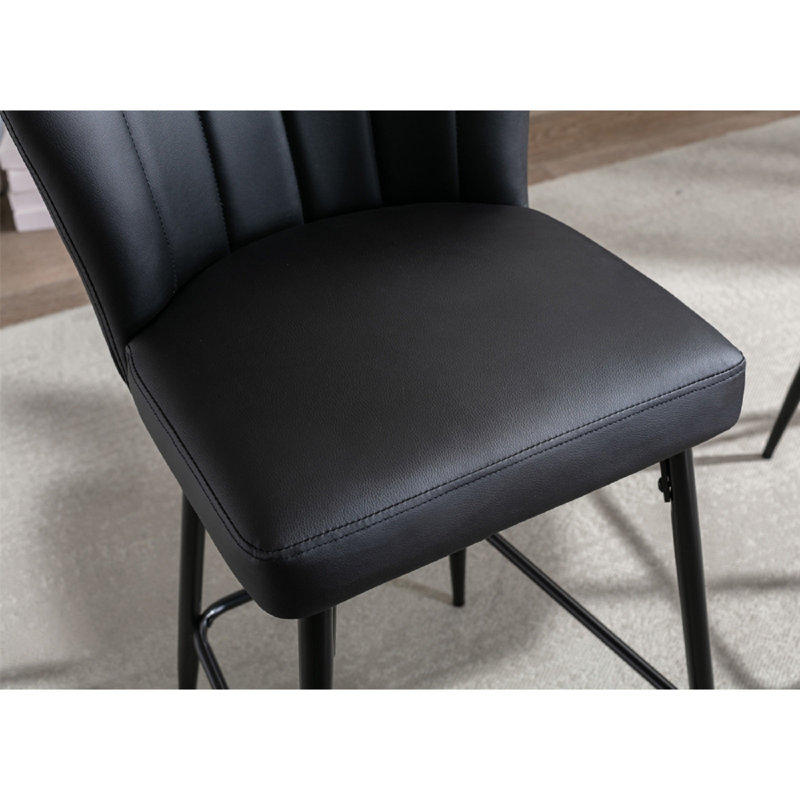 Cayenne Upholstered Counter Stool with Metal Frame, Black