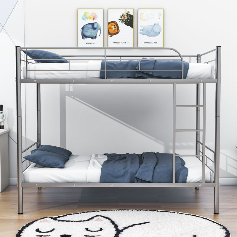 Twin Over Twin Metal Bunk Bed, Silver