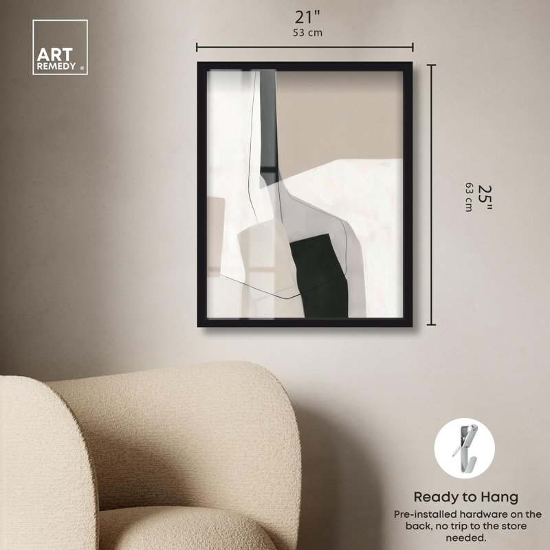 Art minimaliste «Stripped Down I» par Art Remedy, H 25 po x l 21 po, Noir