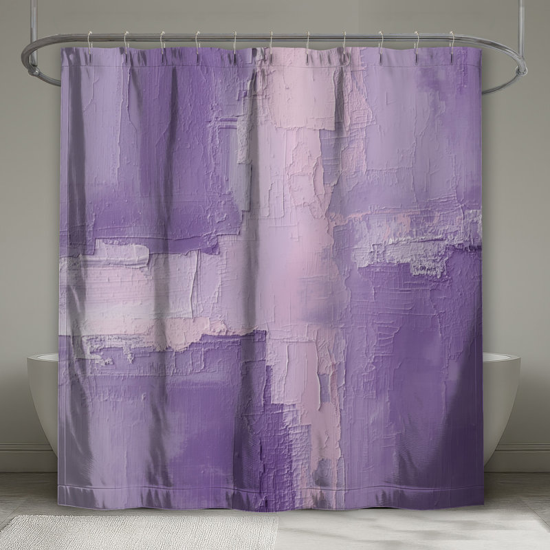 Rideaux de douche texturés mauve à motif abstrait très longs, L 70 po x H 84 po