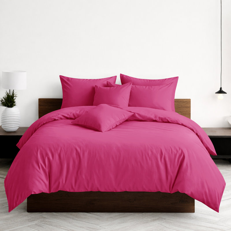 Luxury 3-Piece Dyed Duvet Cover Set With Pillowcases, Single Duvet Cover Set + 2 Pillowcases, Pink