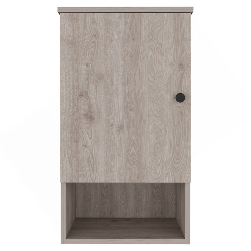 Medicine Single Door Cabinet 28" H, One Shelf, Two Interior Shelves, Light Grey, Grey