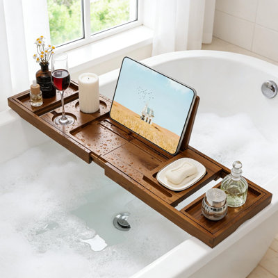 Plateau de baignoire extensible en teck, plateau de bain en bois Spa