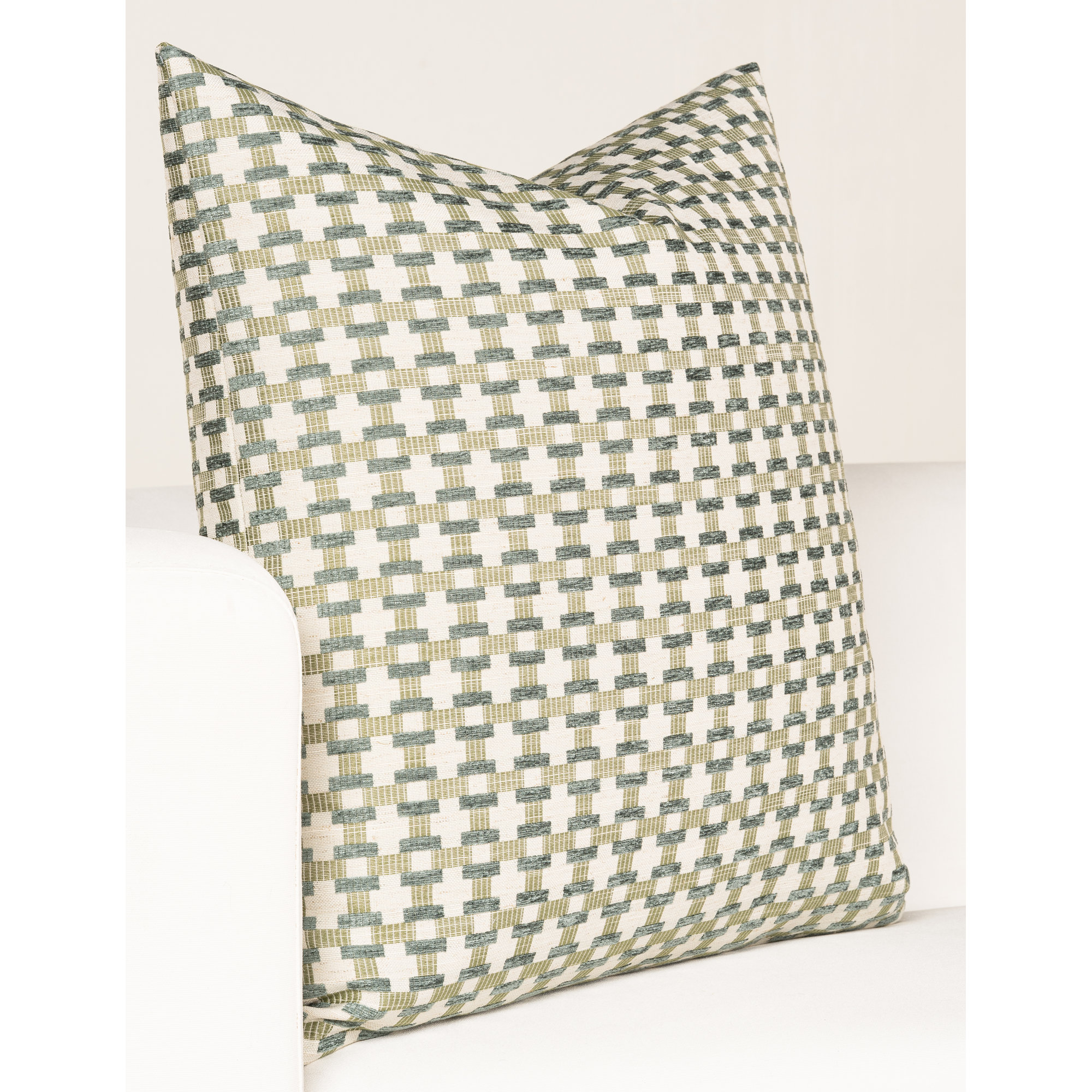Birch Lane Stride Throw Pillow Throw, Green Geometric, Polyester, Square 18"