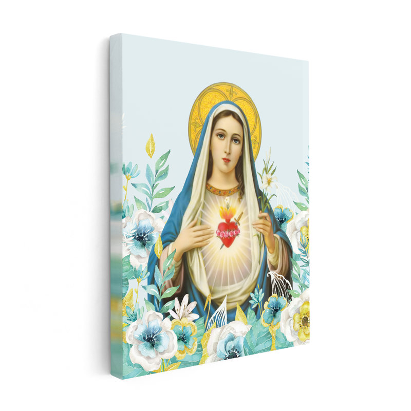 Cœur immaculé de Marie, Sans cadre, Canevas, H 12 po x l 16 po