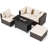 5 PCS Patio Furniture Set Heavy-duty Frame Rattan Sofa Set with 60,000 BTU Firepit Table White-2018112004