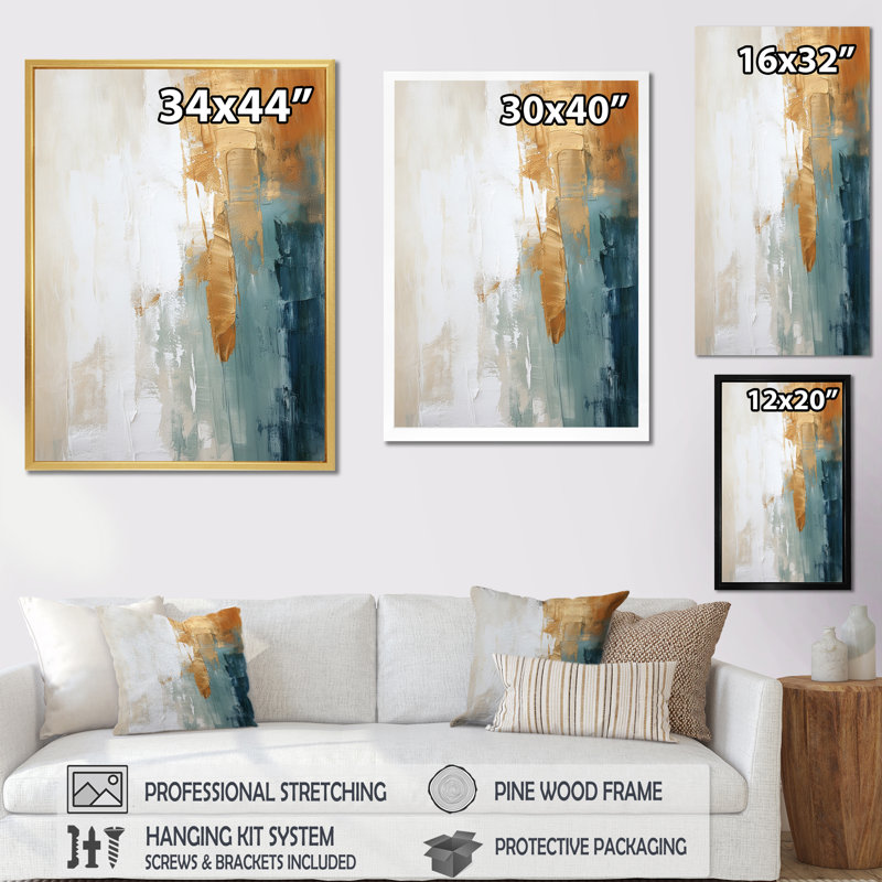 «Blissful Solitude», peinture abstraite rétro «Blue I», peinture abstraite murale, salon, H 32 po x l 16 po x P 1 po