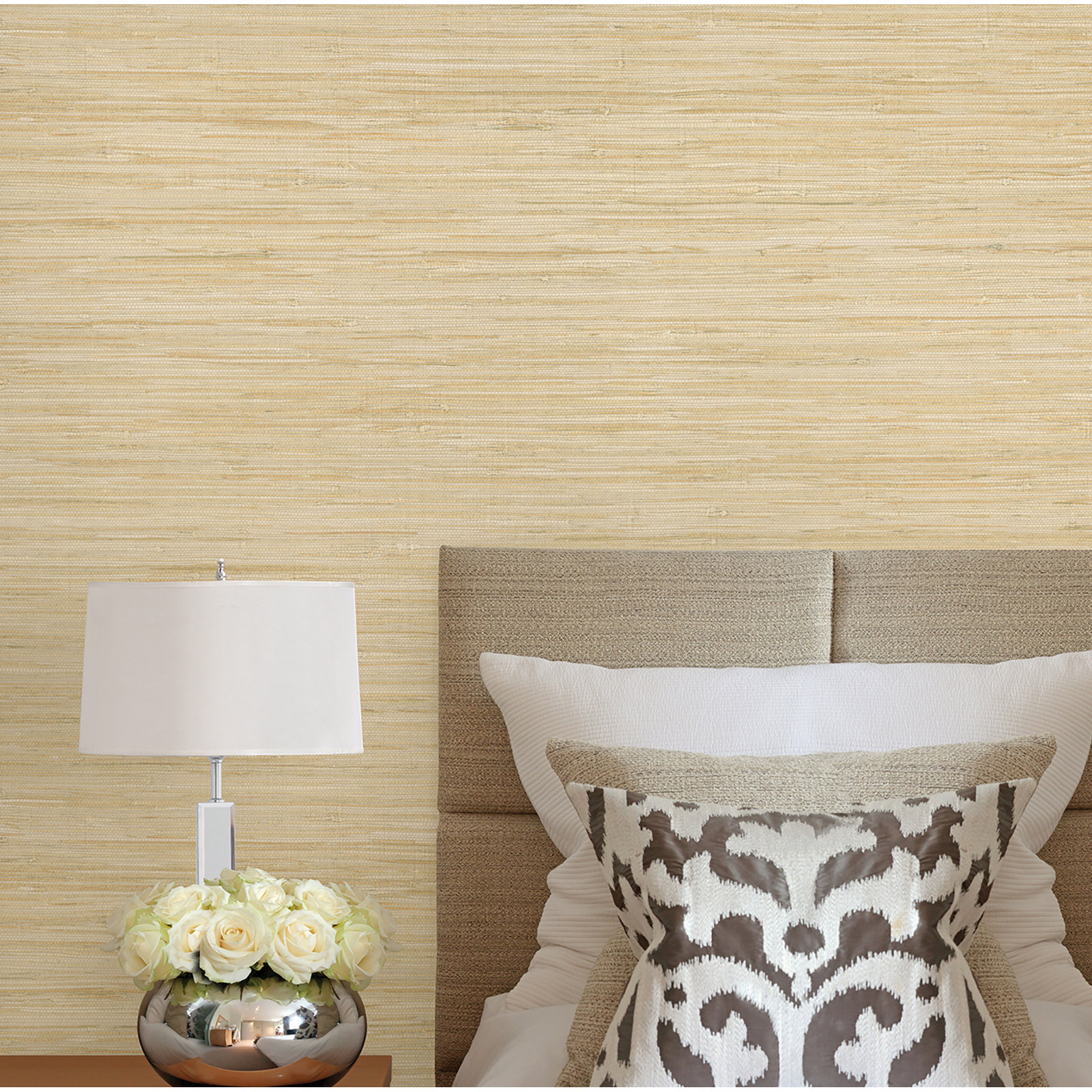 Eugenia Grass Cloth Abstract Wallpaper, Fog