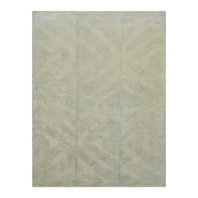 Rug & Kilim’S Scandinavian Style Rug, Subtle Geometric Pattern In Cream And Blue