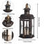 25cm High Antique Black Metal Lantern Candle Holder