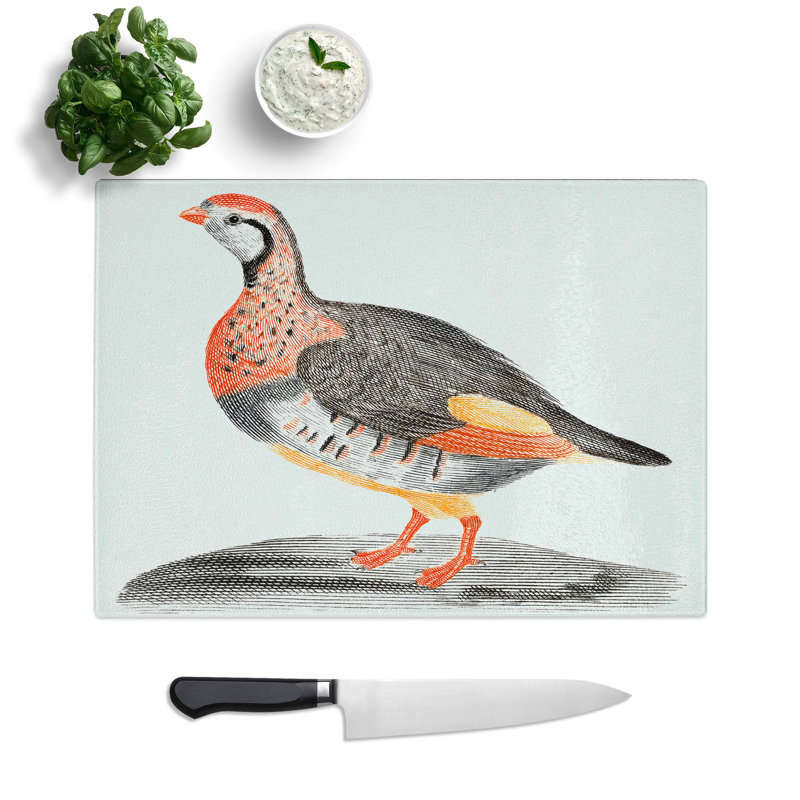 Tempered Glass a Partridge Chopping Board, 39 cm W x 28.5 cm L