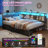 Corner Bed Frame with 3 Drawers and Storage Bookcase, Daybed with Charging Station and LED Lights-2101276664-2101053987