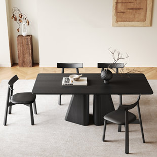 55.12"Italian minimalist rectangular black dining table