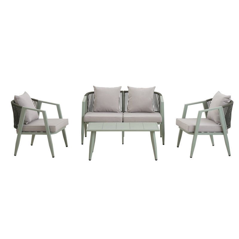 Ensemble de sièges d'extérieur durables et confortables, Coussin gris / cadre vert