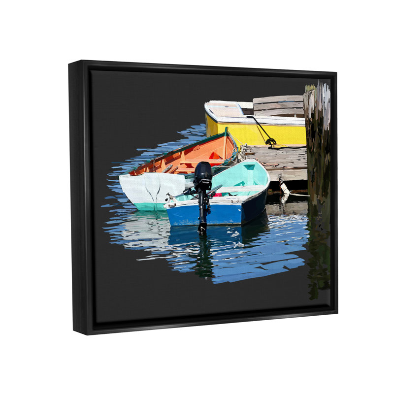 Art mural sur toile flottant Breakwater Bay, Cadre flottant noir de jais, H 17 po x l 21 po x P 1,7 po