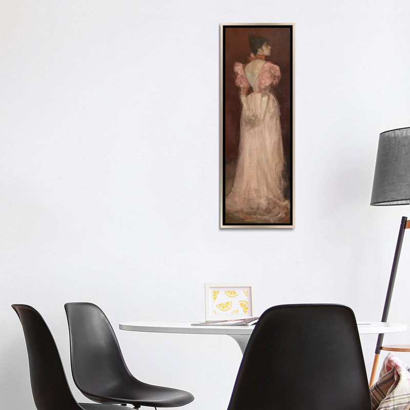 Rose et Or La Tulipe - reproduction d'art murale, 48 po x 16 po, Toile avec cadre, Champagne
