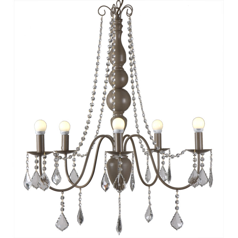 Cogburn 5 - Light Candle Style Chandelier, Pale Taupe Metal