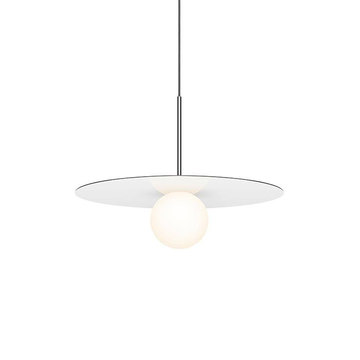 Luminaire suspendu à disque Bola, Blanc, H 13 po x l 12 po x P 12 po