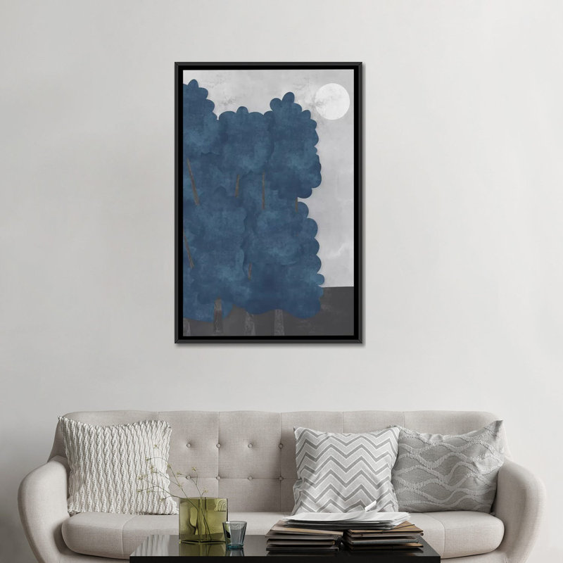 « trees », impression sur toile tendue, H 26 po x l 18 po x P 1,5 po, Toile avec cadre noir, Pas de tapis