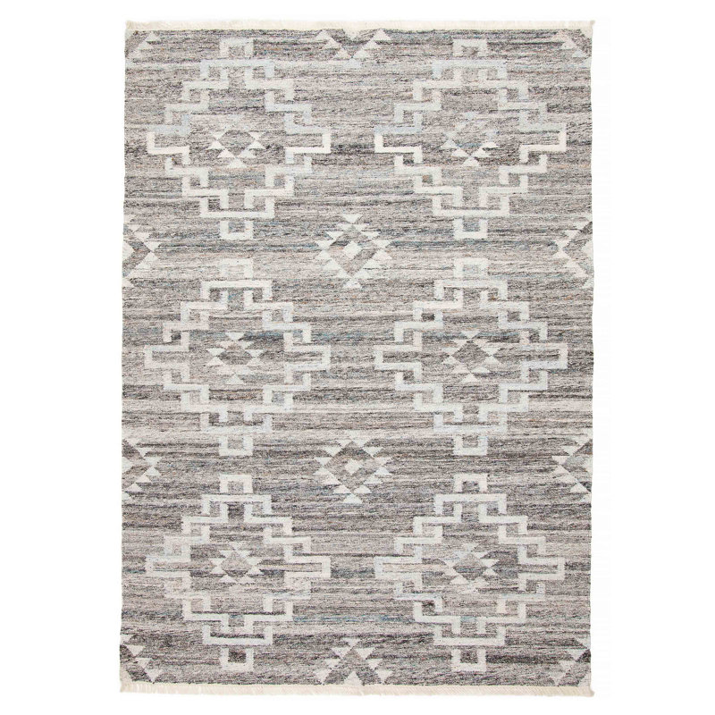 Tapis gris unique 5 pi 5 po x 7 pi 7 po Kilara One Of A Kind