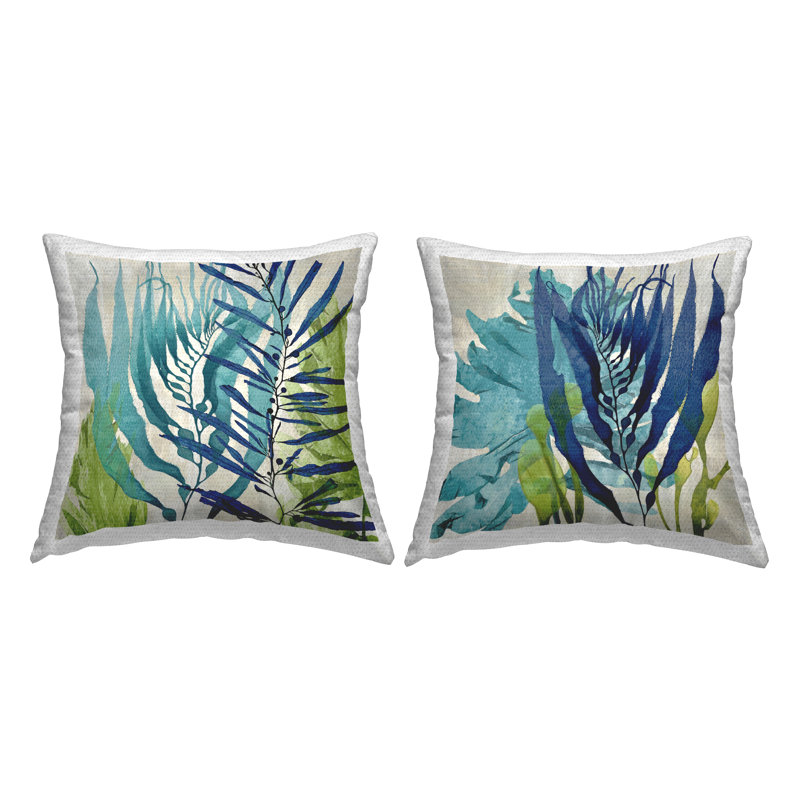 Ensemble de 2 coussins d'extérieur à motif d'herbes nautiques par Melonie Miller