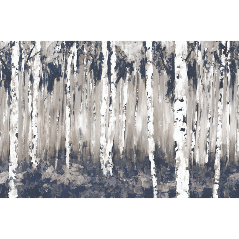 Navy Birch Trees - Wrapped Canvas Art Prints, 20cm H x 30cm W x 3.8cm D