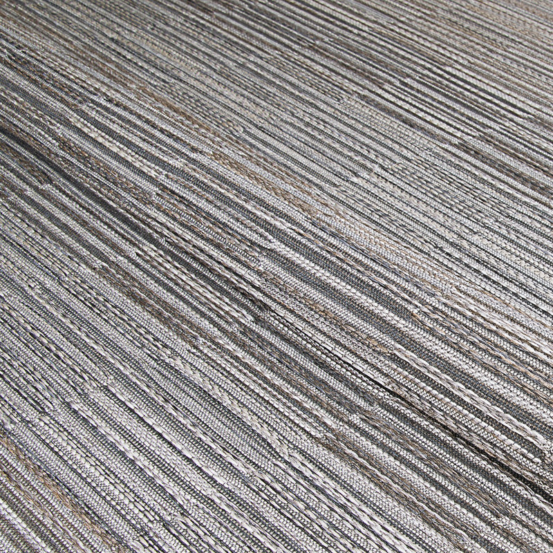 Tapis intérieur / extérieur rayé gris anthracite à tissage plat Ellenton, Rectangle 2 pi x 3 pi 7 po