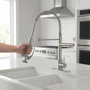 Stainless Steel High Arc Commercial Style Pull-Down Kitchen Faucet with Pot Filler