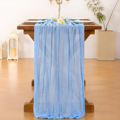 Chemin de table en étamine Cheesecloth Summer Boho Tapis de couloir bleu 10 pièces en toile de fromage rustique à motif de fromage rustique pour fête de naissance