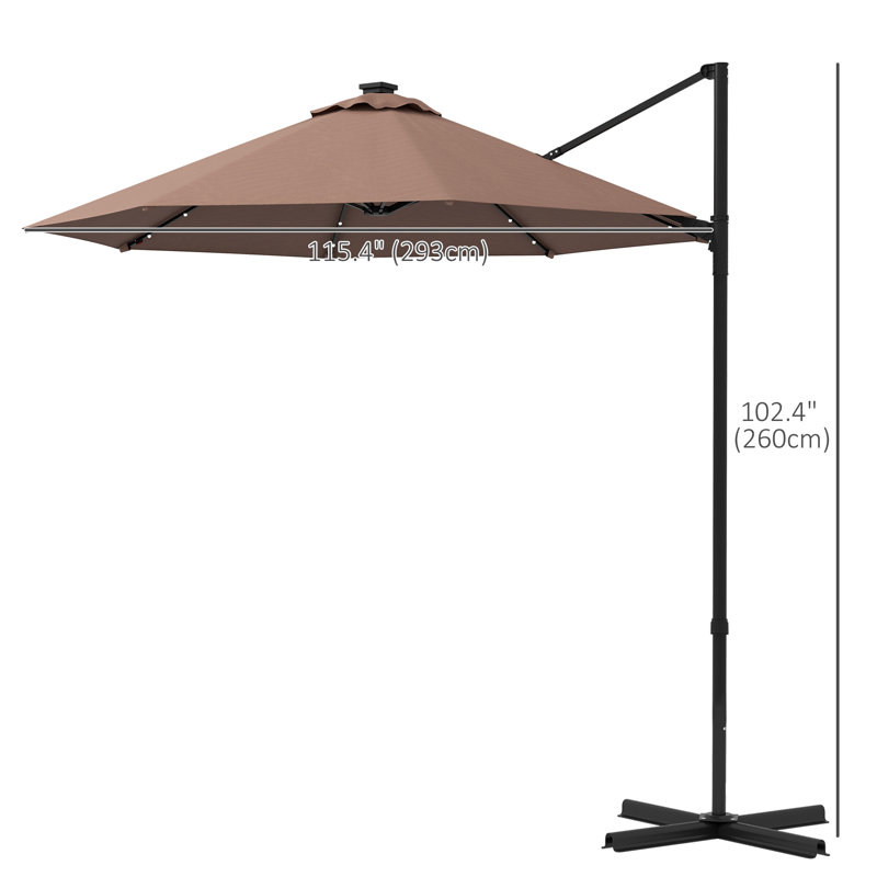 Parasol en porte-à-faux avec manivelle de 115,4 po Shadera