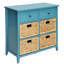 Console de couleur sarcelle: espace de 6 tiroirs, décoration de devant de panier, bois, conception à glissière en métal lisse, élément fonctionnel