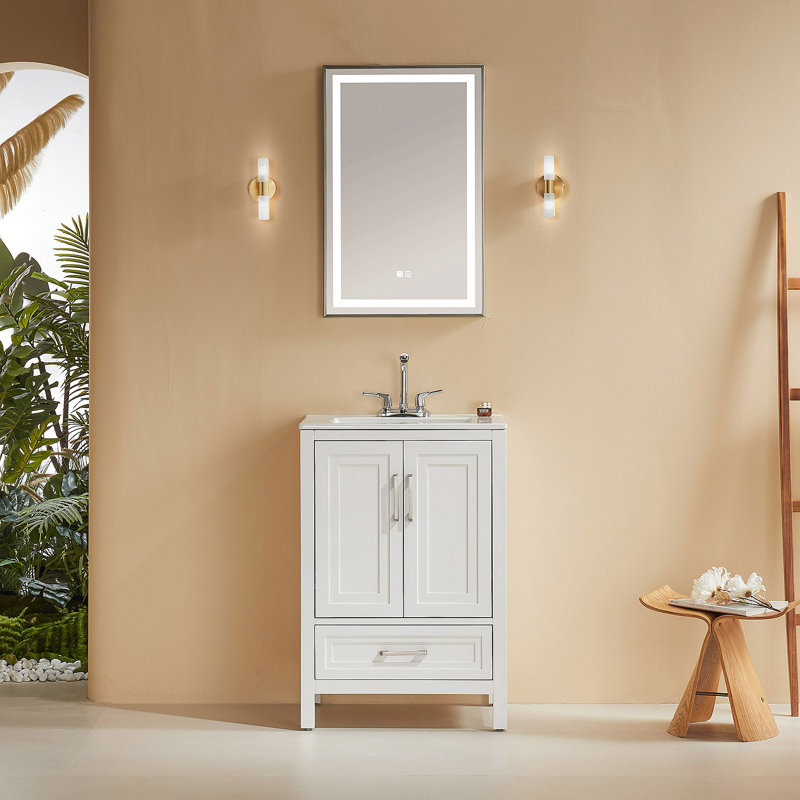 Meuble-lavabo simple autoportant de 24 po avec plateau entièrement assemblé